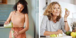 Zwei Frauen essen gesundes Gemüse
